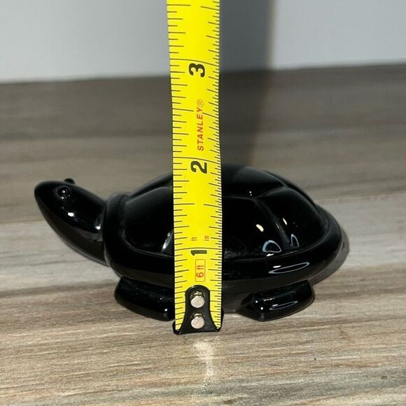 Turtle Figurine Black Glass Paperweight Tortoise Detailed W/ Feet Nautical Sea - Picture 6 of 7
